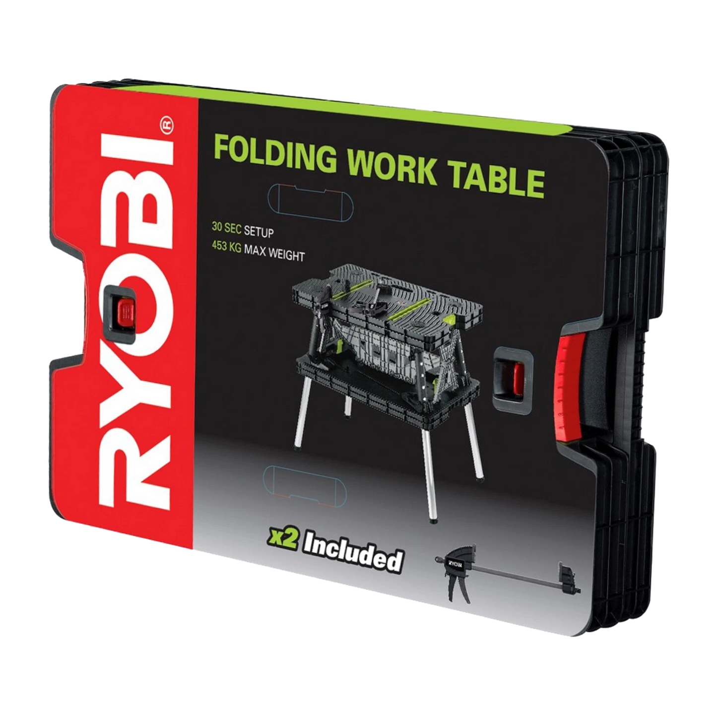 Ryobi Folding Table with Clamps - Portable, Lightweight, 180kg Capacity, Quick Setup