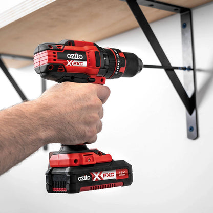 Ozito PXC 18V Hammer Drill Kit, 2.5Ah Battery, 13MM Keyless Chuck, 2 Speed, 21 Torque Settings