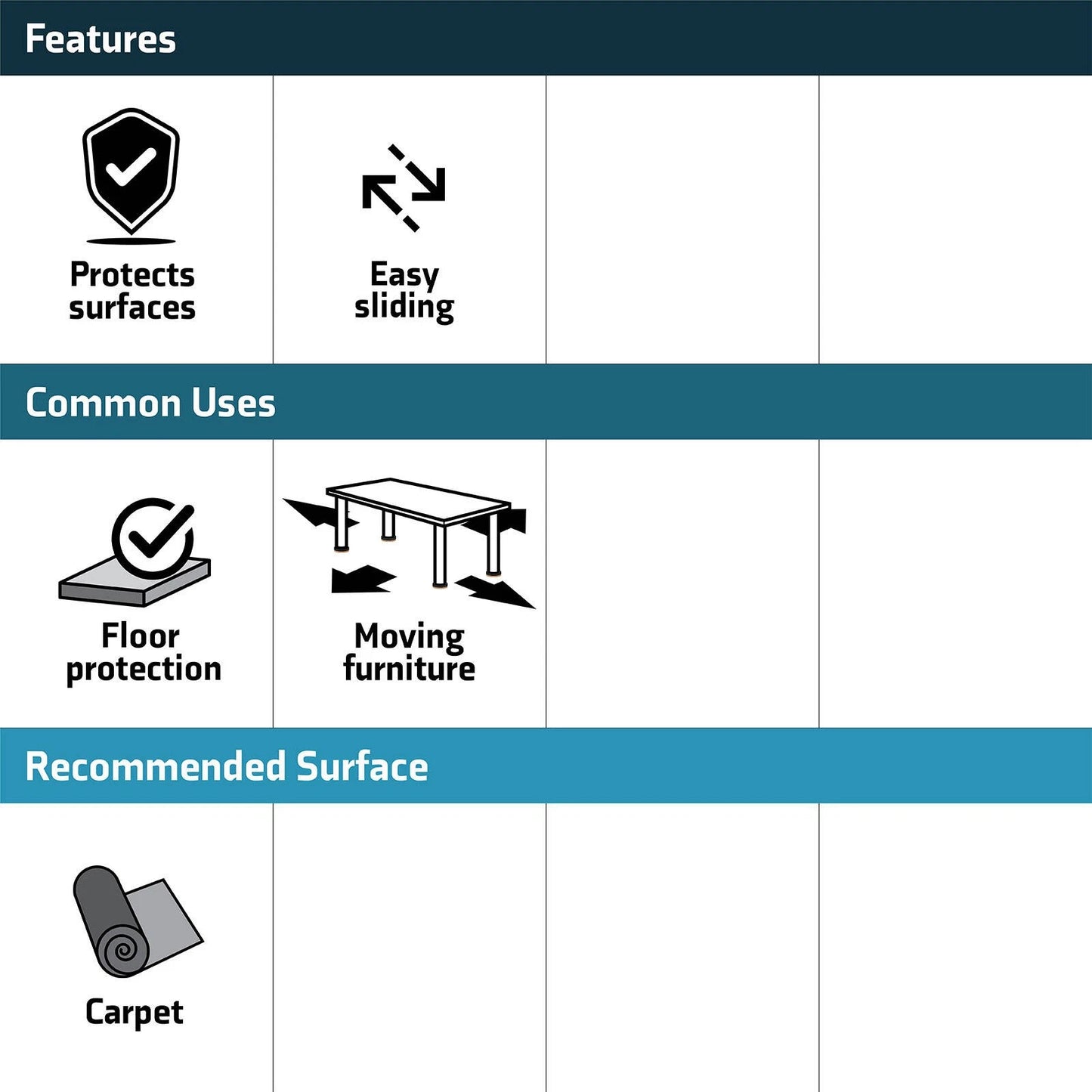 Surface Gard Rectangle Slide Glide 25x100mm, Self-Adhesive, Easy Install, Surface Protection