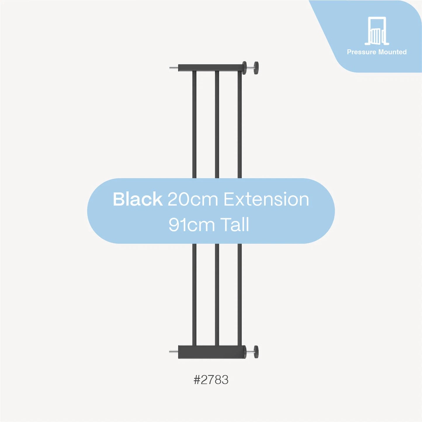 Perma Child Safety 20cm Black Extra Tall Baby Gate Extension, Steel, Pressure Mounted