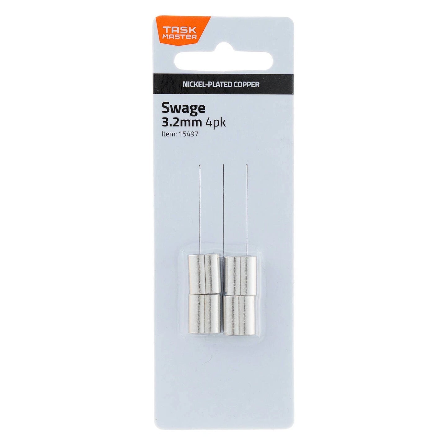 Taskmaster 3.2mm Copper Swage 4 Pack - Anti-Corrosive, Nickel-Plated for Wire Crimping