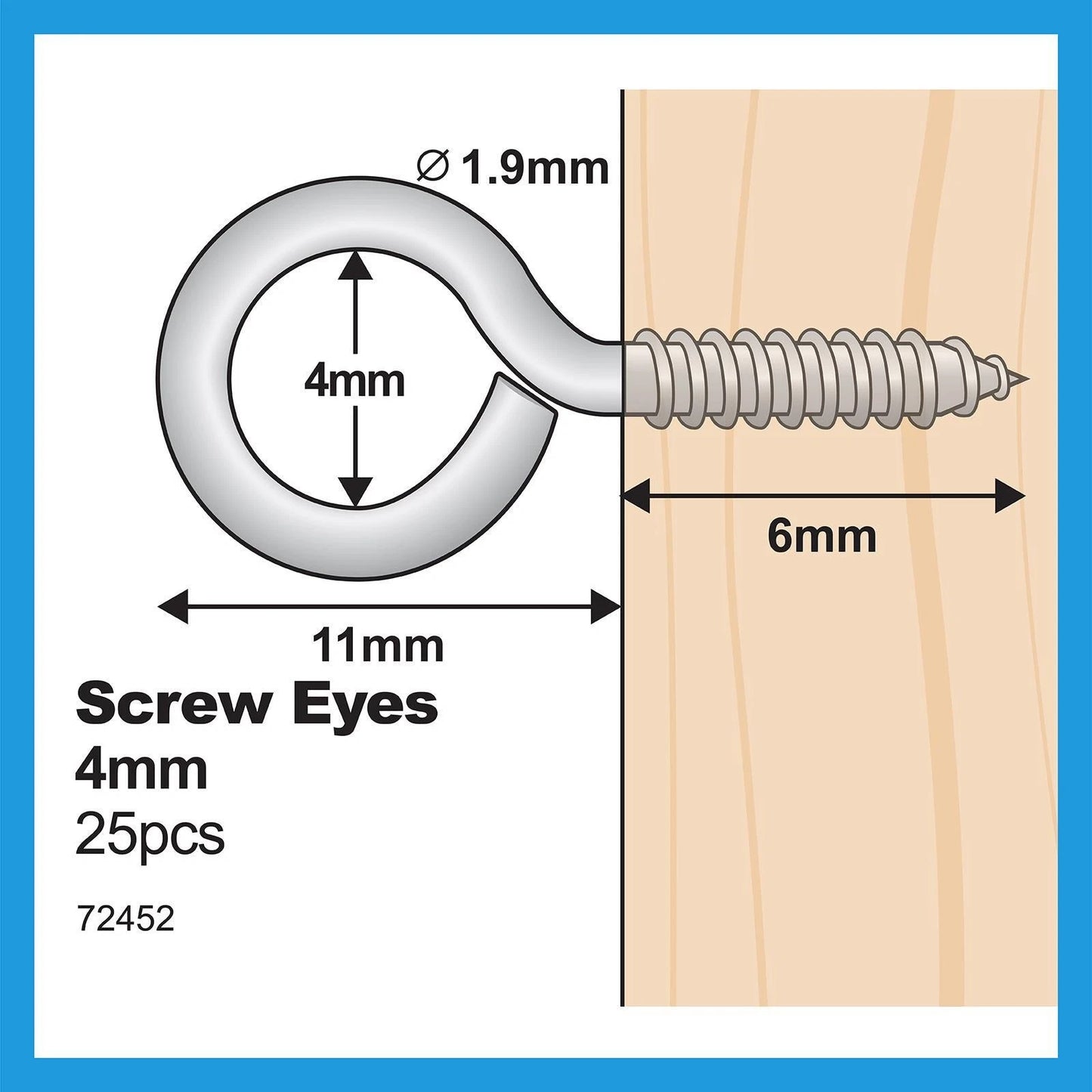 Everhang 4mm Zinc Screw Eyes, 25 Pack - Durable Steel, Easy Install, Light-Duty Hanging
