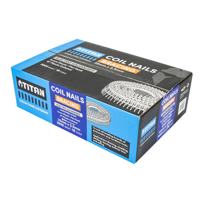 Titan 32x2.5mm Hardened Electro Galvanised Coil Nails 3600 Pack - Corrosion Resistant