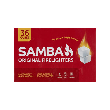Samba Original Firelighters 36 Pack - Easy Light, Quick Ignition, Long Burn Time