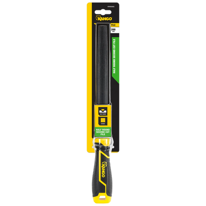 Kango 200mm Half Round Second Cut File, Tempered Carbon Steel, Ergonomic Grip, Rust Resistant