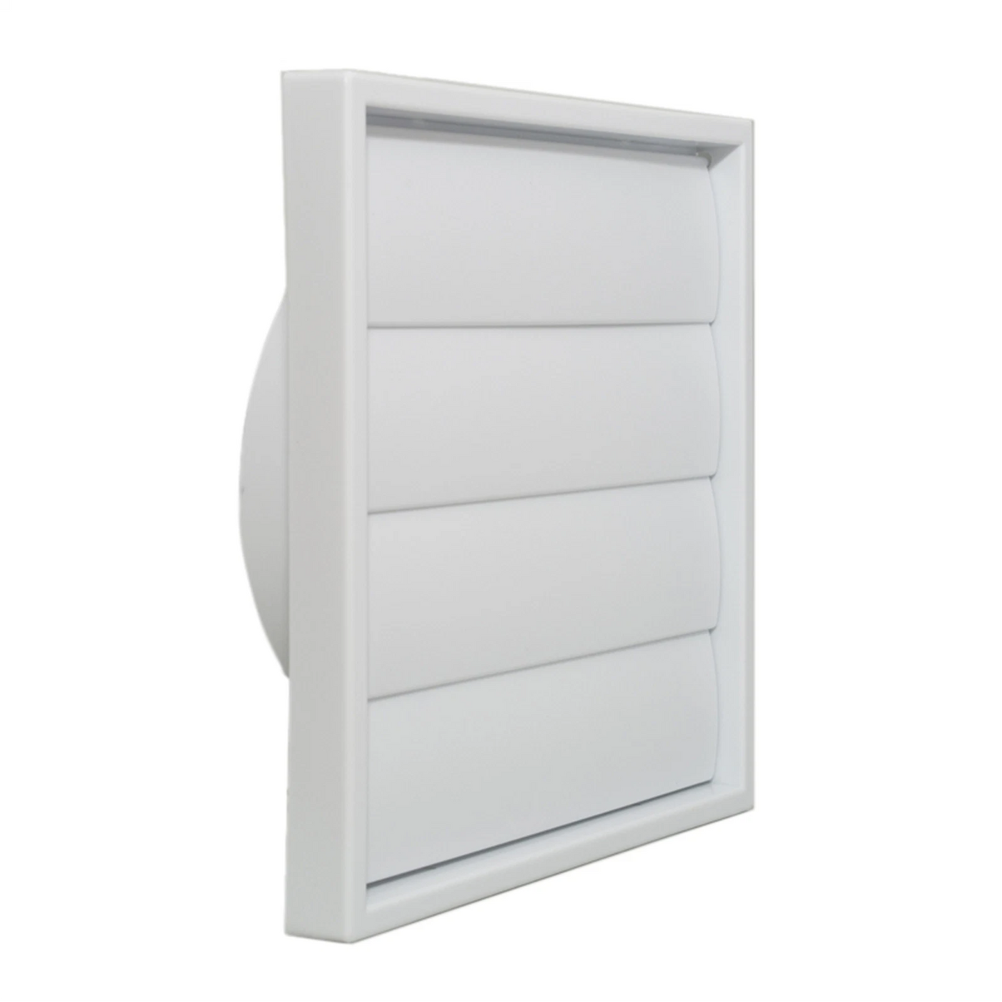 Builders Edge 125mm White Gravity Vent UV Stabilised, Backdraft Prevention, Paintable