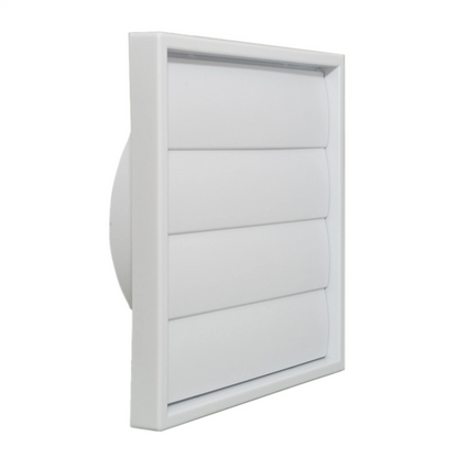 Builders Edge 125mm White Gravity Vent UV Stabilised, Backdraft Prevention, Paintable