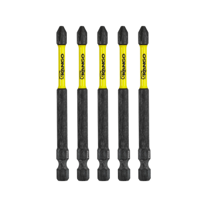 Kango Hypertorque 89mm PH2 Impact Driver Bit 5 Pack - Magnetised Tips, Torsion Zone