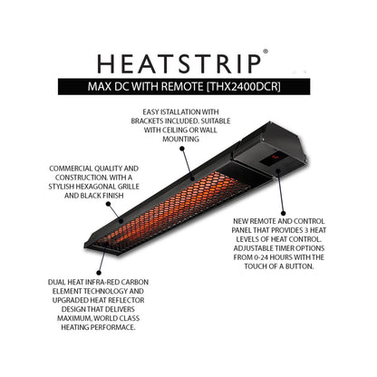HEATSTRIP 2400W Outdoor Electric Infra-Red Heater with Adjustable Heat & Remote Control