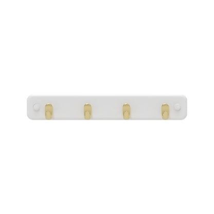 MODE 4 Brushed Brass Key Rack with White Board, 7 Hooks, Easy Install