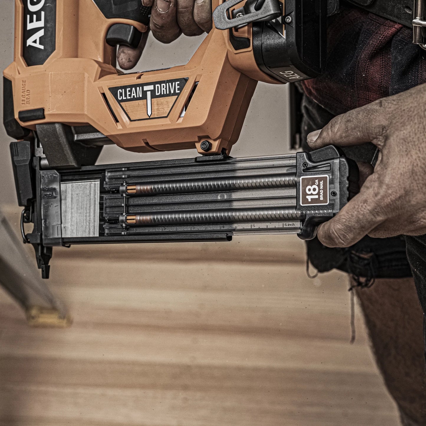 AEG 18V Brushless Brad Nailer, Cordless, Clean Drive, Tool-Free Jam Release