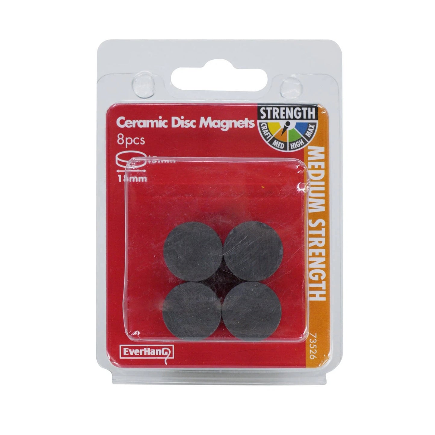 Everhang 19mm Ceramic Disc Magnets 8 Pack - Lightweight, Durable, Black Finish