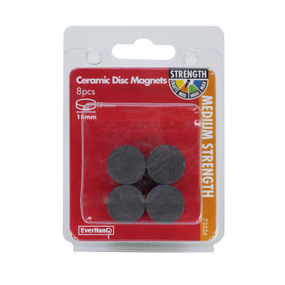 Everhang 19mm Ceramic Disc Magnets 8 Pack - Lightweight, Durable, Black Finish