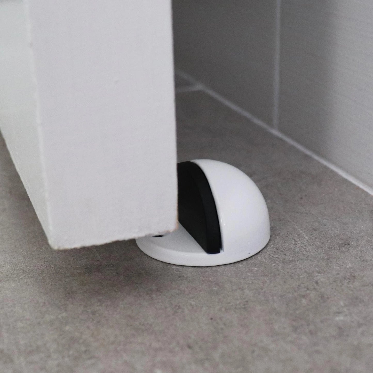 Adoored White Half Moon Cushion Door Stop - Durable, Non-Marking, Easy Install, Modern Design