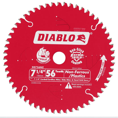 Diablo 184mm 56 Teeth Non-Ferrous Plastic Saw Blade, TiCo Carbide, Perma-Shield Coating