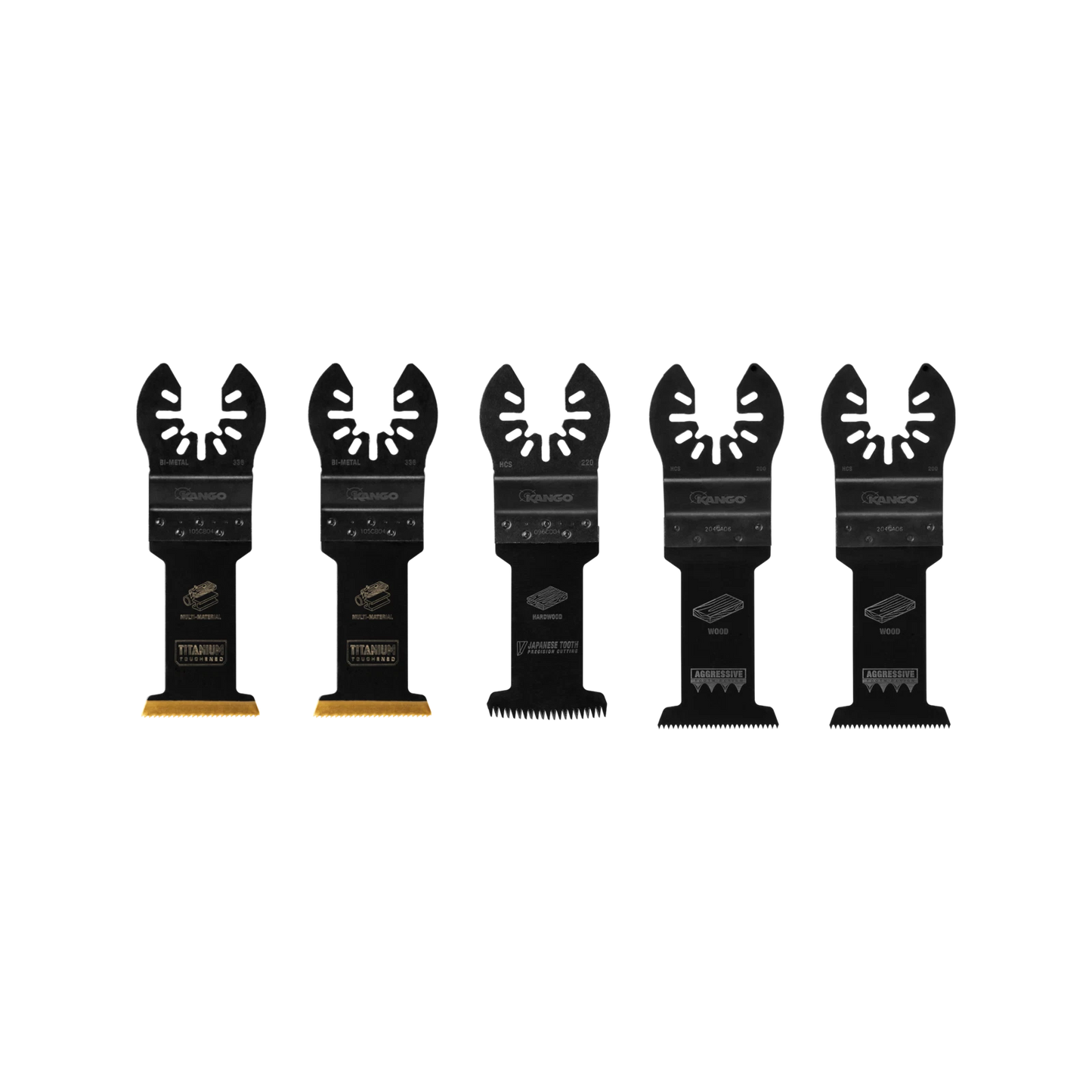 Kango 5 Piece Multi Tool Blade Set - Japanese Tooth, TiN Coated, HCS, USA Made