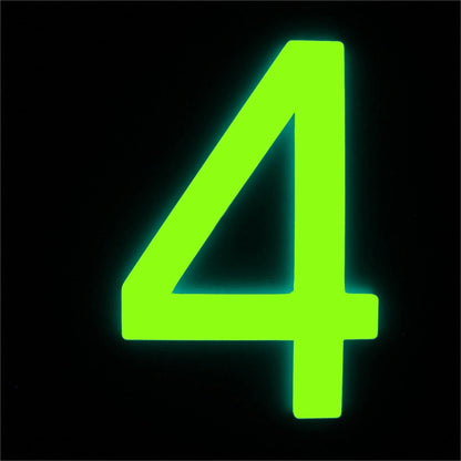 Sandleford Glow In Dark Acrylic House Number 4, 90mm, Weather Resistant, Easy Install