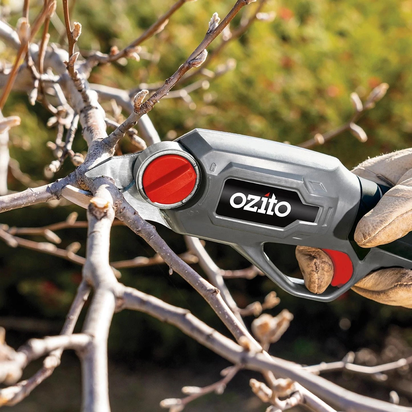 Ozito 3.6V Cordless Pruner, 12mm Cut, Li-Ion Battery, LED Lights, Ergonomic Handle