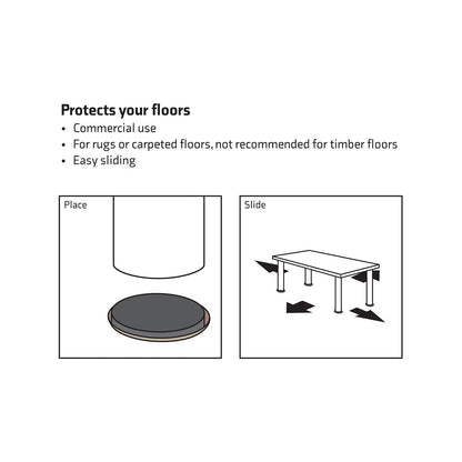Surface Gard 125mm Round Furniture Sliders 4 Pack - Easy Movement & Surface Protection