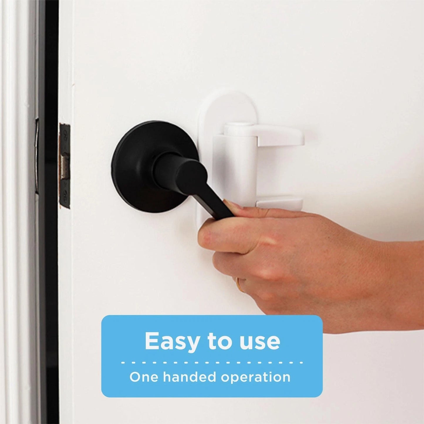 Perma Child Safety Door Lever Lock 2 Pack, No Tools Needed, Easy One-Hand Operation, White