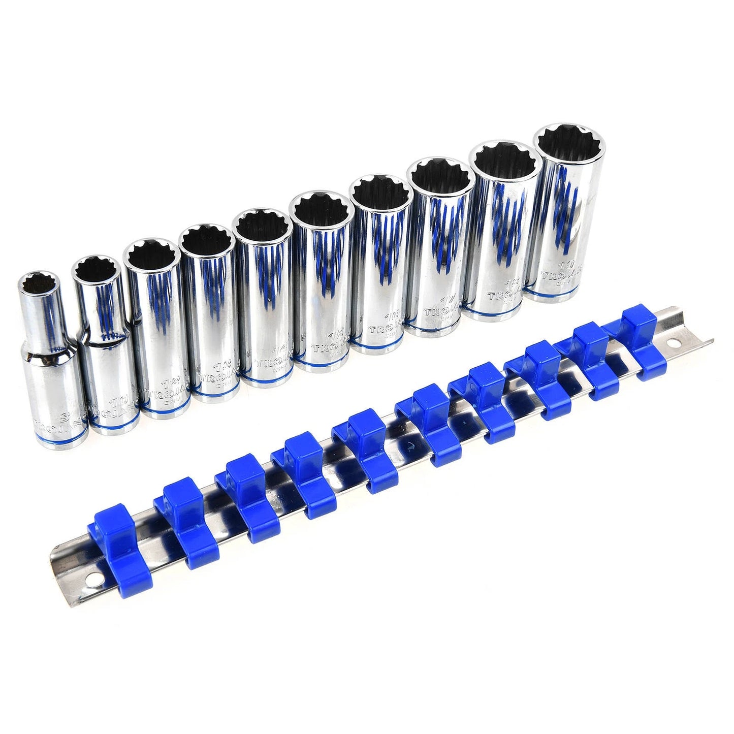 Trojan 10 Piece Deep 3/8" Drive Socket Set with Chrome Vanadium & Lifetime Warranty
