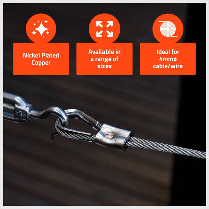 Taskmaster 4mm Copper Swage 12-Pack, Anti-Corrosive, Durable Wire Connections