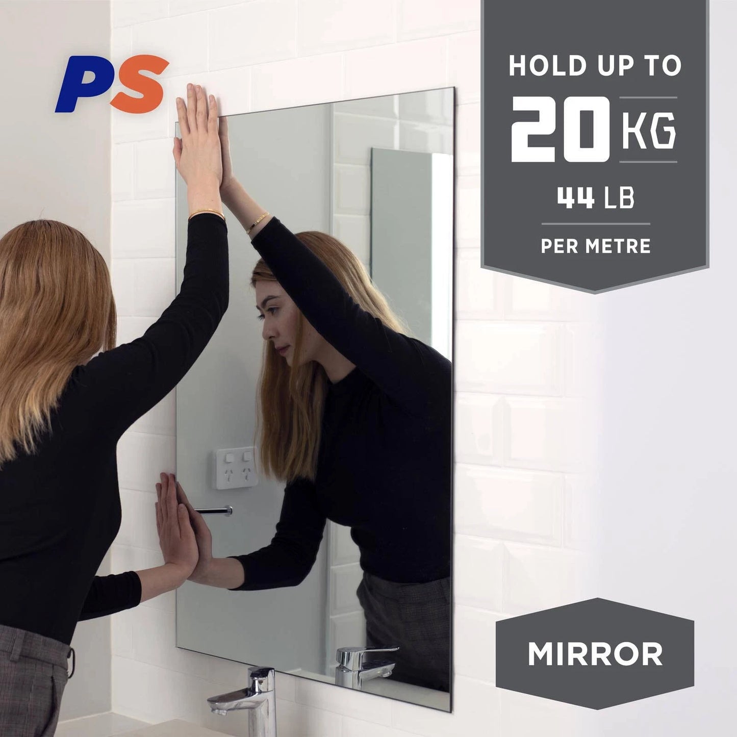 Permastik Mirror Mounting Tape 10m x 24mm, Holds 15kg/m, Weather & Temperature Resistant