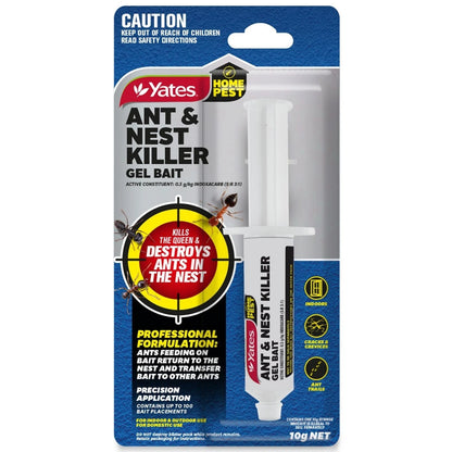 Yates Ant & Nest Killer Gel Bait 10g - Indoor/Outdoor, Sugar-Based, Professional Formula
