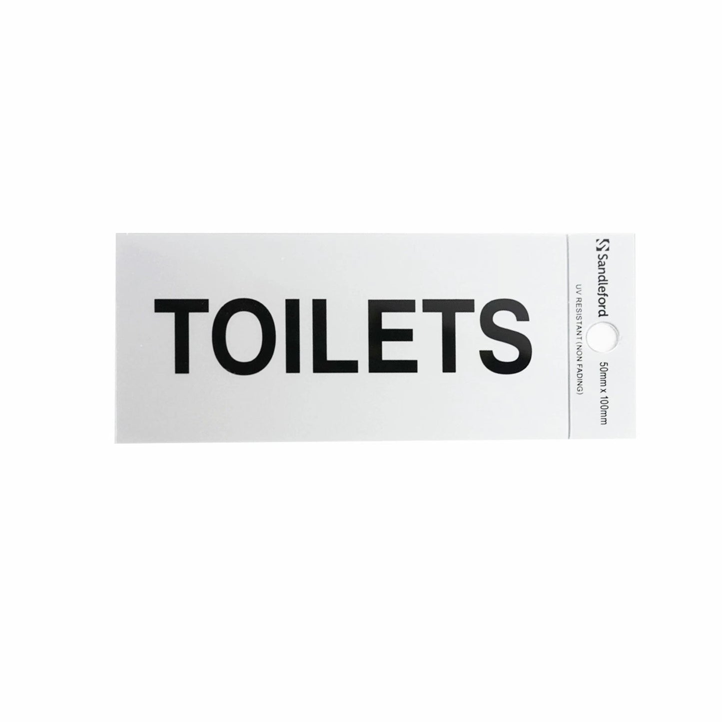 Sandleford Silver Self Adhesive Toilet Sign 100x50mm Weather Resistant Gloss Finish