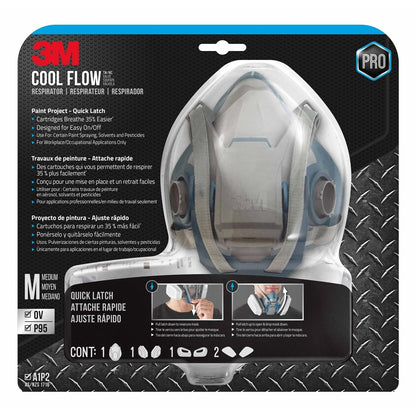 3M Painters Quick Latch Respirator with Cool Flow Valve, Adjustable Straps, Black