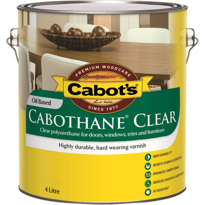 Cabot's Satin Oil-Based Clear Polyurethane Timber Varnish 4L - Durable, Scratch Resistant