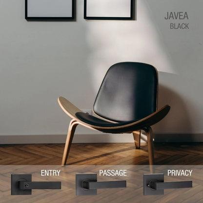 Lemaar Black Javea Entrance Set - Matte Black Finish, C4 6-Pin Cylinder, Easy Install