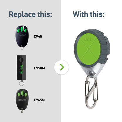 Merlin Water Resistant 4-Button Garage Door Remote, IP65, Universal Compatibility