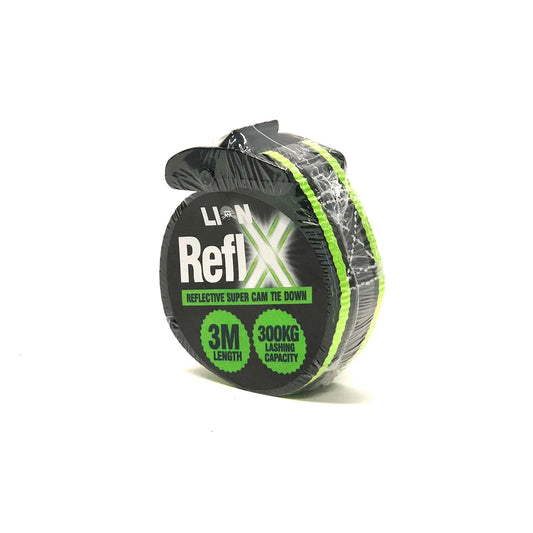 Lion Reflx 3m Reflective Cam Tie Down, 300kg Capacity, Heavy Duty, UV & Weather Resistant