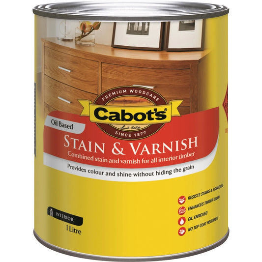 Cabot's 1L Maple Gloss Oil-Based Stain & Varnish - Interior Timber Protection