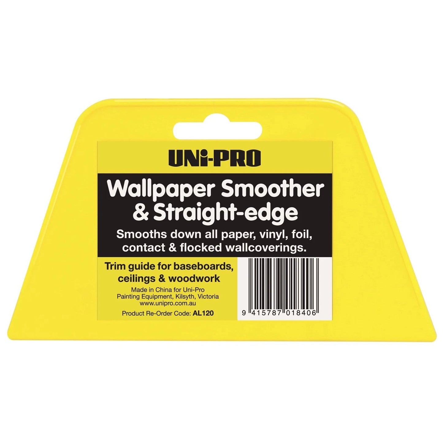 UNi-PRO Wallpaper Smoother & Straight Edge, 200mm, Durable Plastic, Yellow