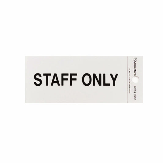 Sandleford Silver Staff Only Sign 100x50mm Self Adhesive, Weather Resistant, Gloss Finish
