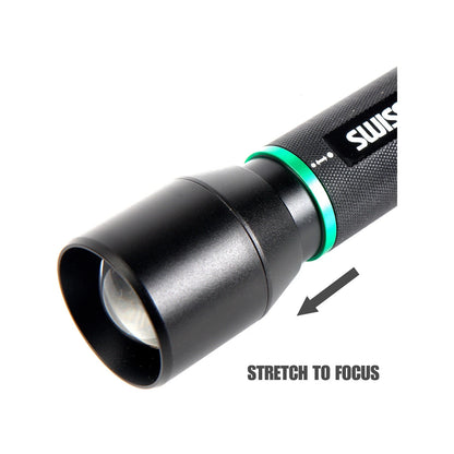 SWISS+TECH 450lm Dual Power Rechargeable Focus Beam Flashlight, USB, Water & Impact Resistant