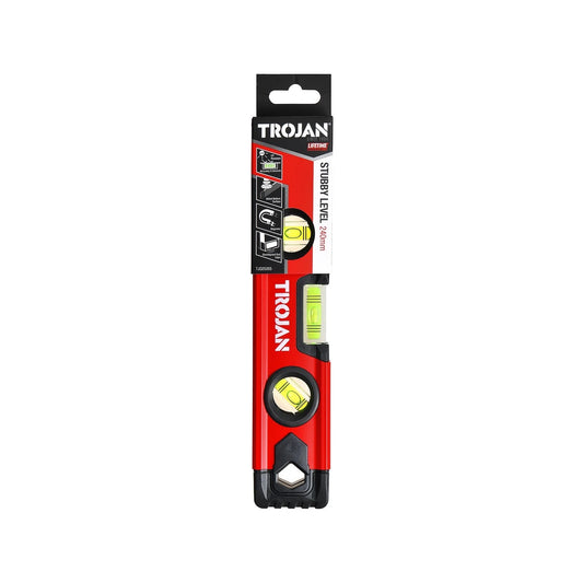 Trojan 240mm Magnetic Stubby Level with Three Vials & Durable Aluminium Frame