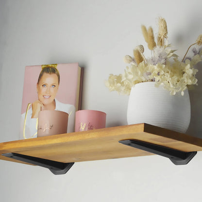 Carinya Black Floating Shelf Bracket 185x44mm, 50kg Capacity, Powder Coated Steel