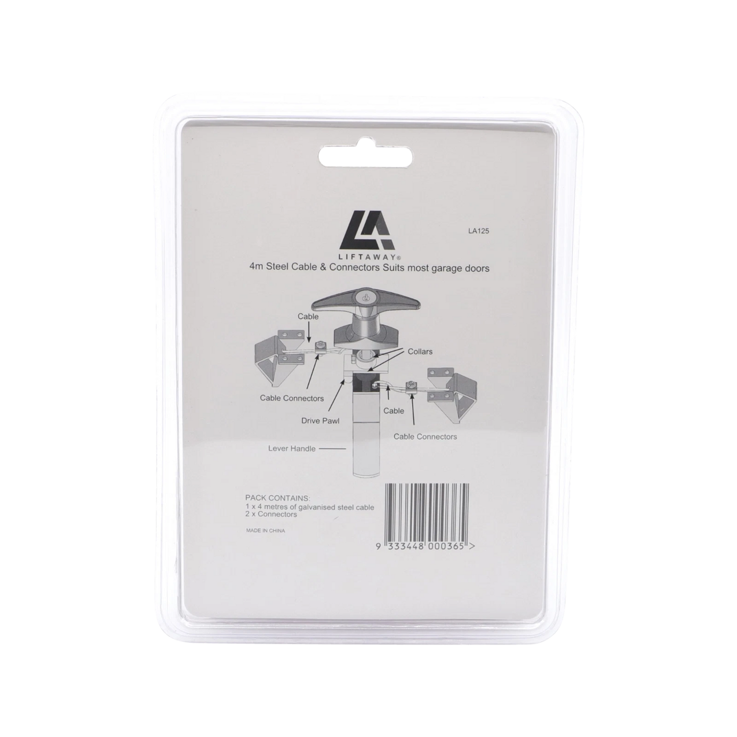 Liftaway Steel Cable & Connectors - 4m Galvanised, Durable Repair Kit for Garage/Shed Doors