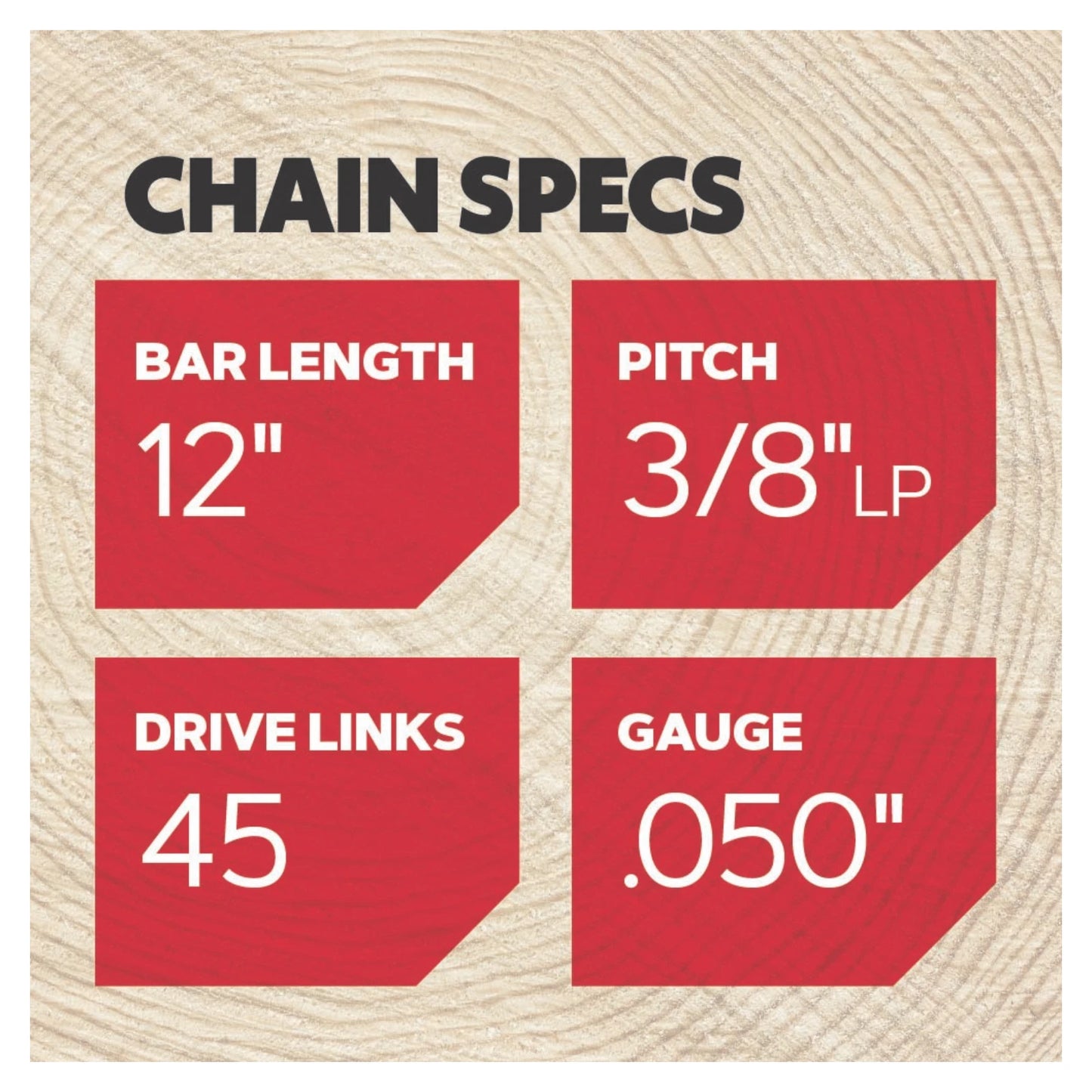 Oregon T45 12" Pro Series Chainsaw Chain, 3/8" LP, .050" Gauge, 45 DL, Enhanced Performance