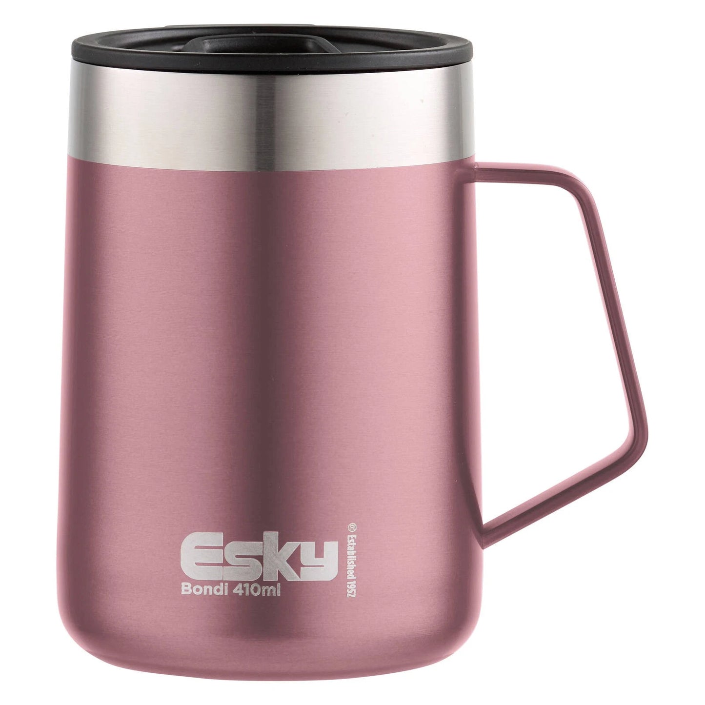 Esky Pink Bondi Travel Mug 414ml with Handle, Stainless Steel, Insulated, Splashproof Lid