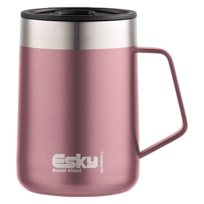 Esky Pink Bondi Travel Mug 414ml with Handle, Stainless Steel, Insulated, Splashproof Lid
