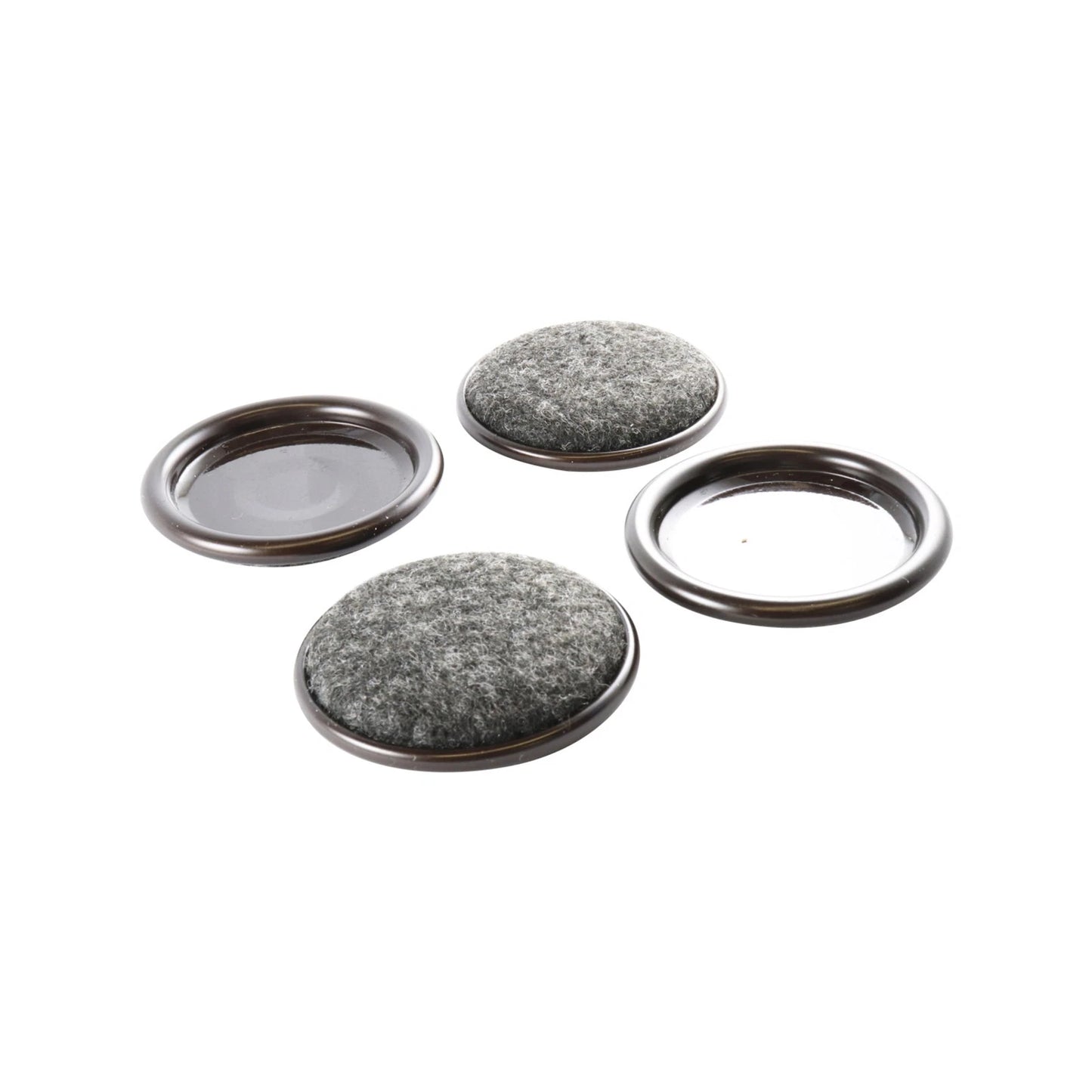 Surface Gard 51mm Brown Round Carpet Base Castor Cups, Steel & Felt, 4 Pcs