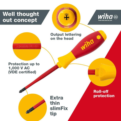 Wiha 9 Piece VDE Insulated Screwdriver Set, Ergonomic, Chrome-Vanadium, Exclusive to Bunnings