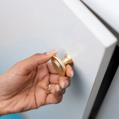 Taskmaster 34mm Brushed Brass Cabinet Knob - Antique Design, Easy DIY Installation