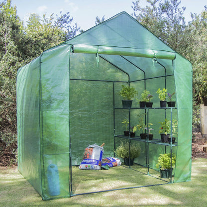 Saxon Large Walk-In Greenhouse 200x200x220cm with Removable Cover & Easy Assembly