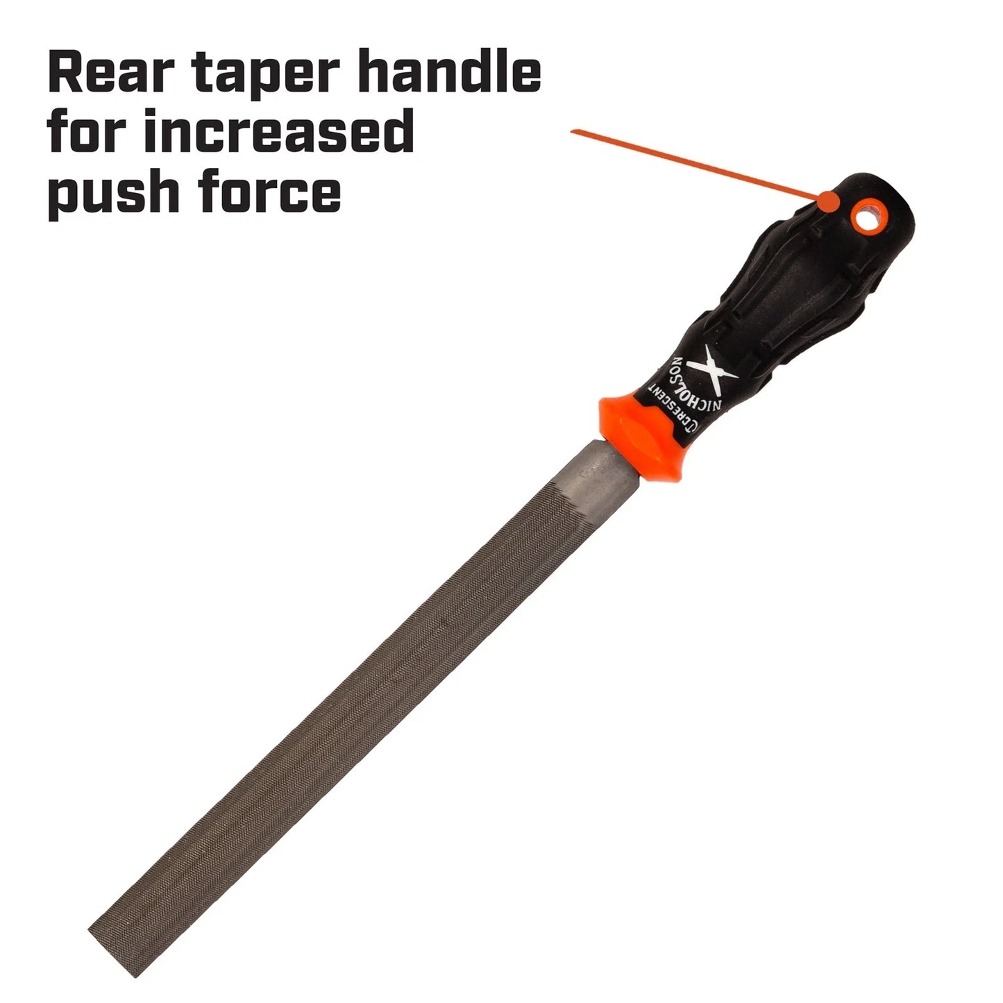 Crescent Nicholson 200mm Half Round Second Cut File, Dual-Sided, Ergonomic Handle