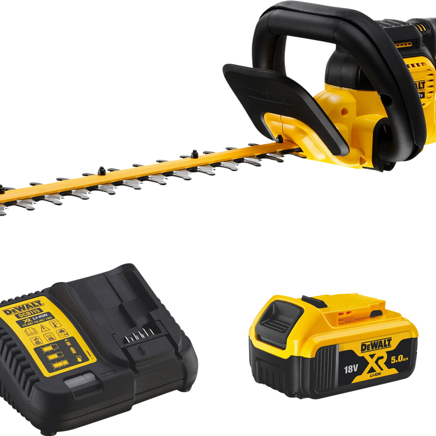 DeWALT 18V Cordless Brushless Hedge Trimmer 550mm 5.0Ah XR Combo Kit